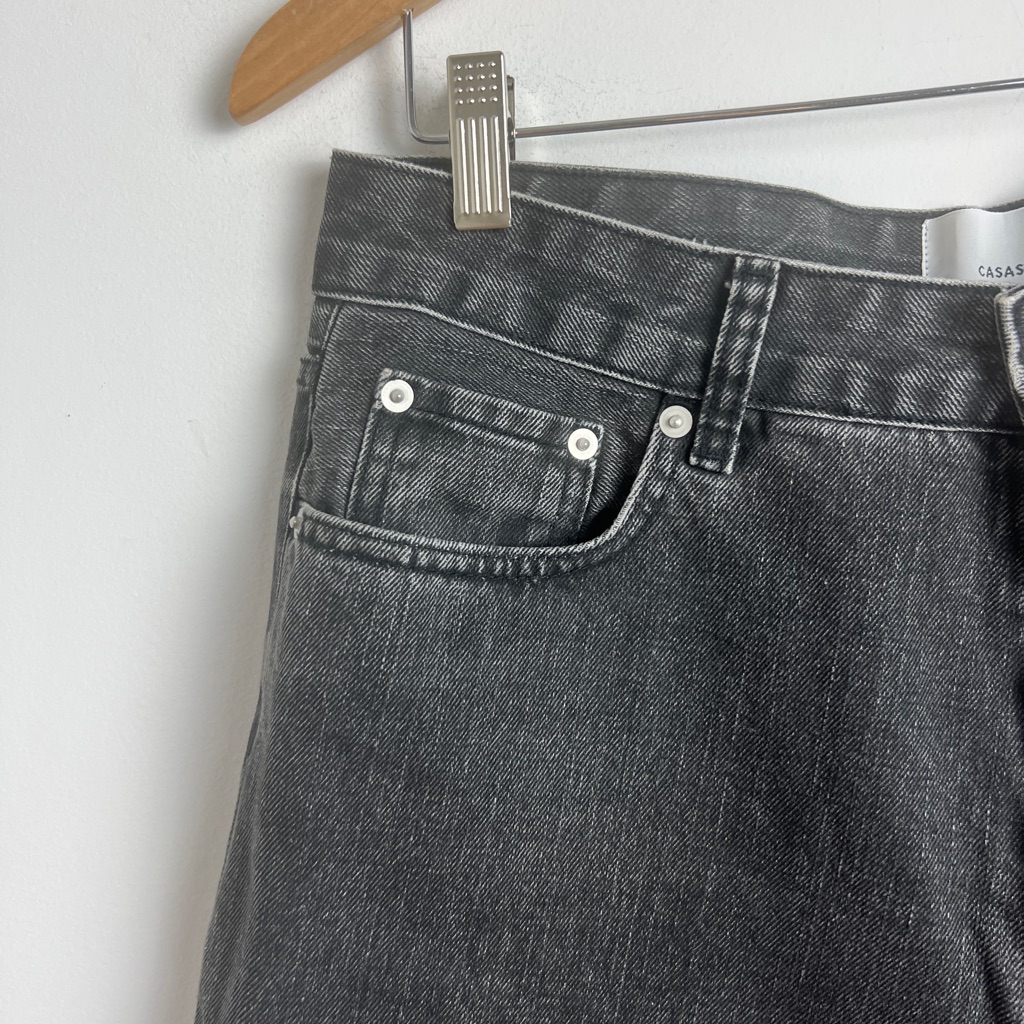 Casasola It42 Or Us6/8 100% Cotton Washed Black High Rise Straight Leg Jeans — image 5 of 8